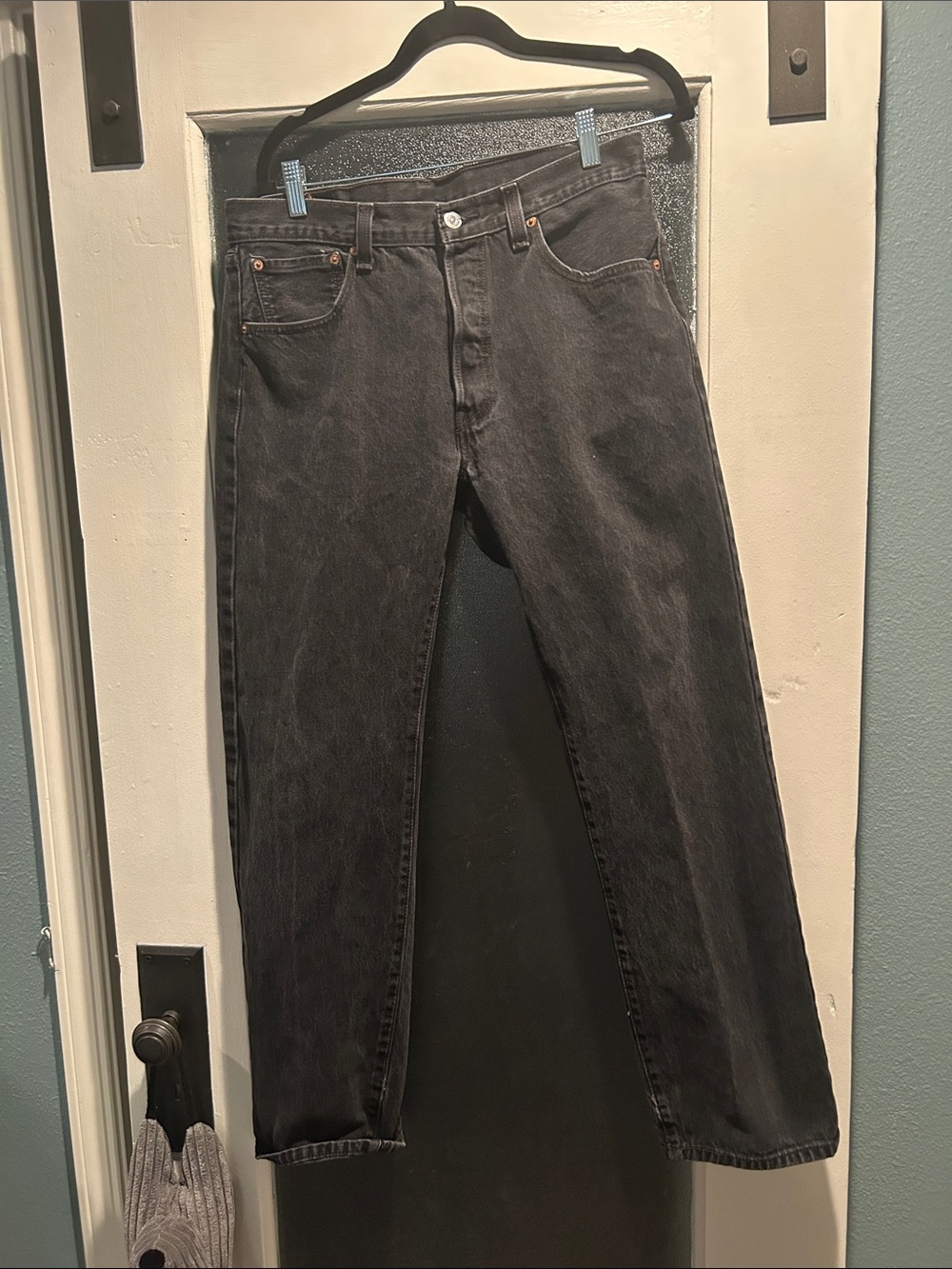 Men's Black Levi’s 501 Jeans with button fly
